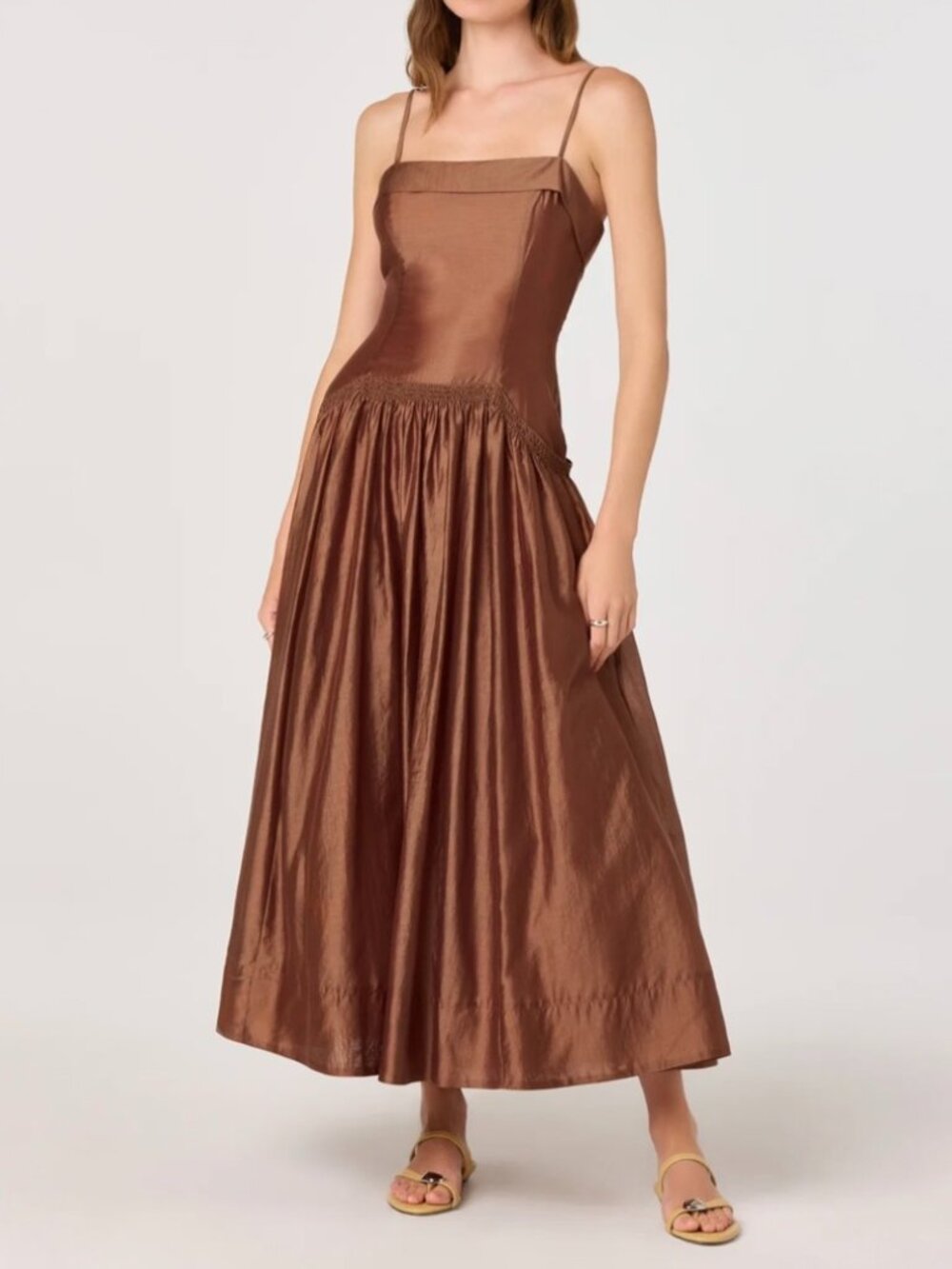 ASTR The Label Ovina Smocked Drop-Waist Maxi Dress